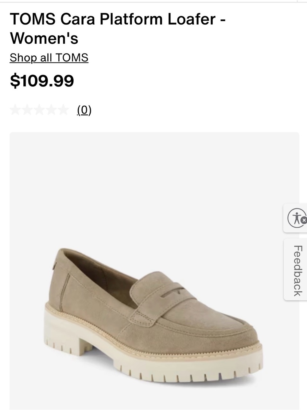 Toms women’s Cara dune suede size 8.5 NWT